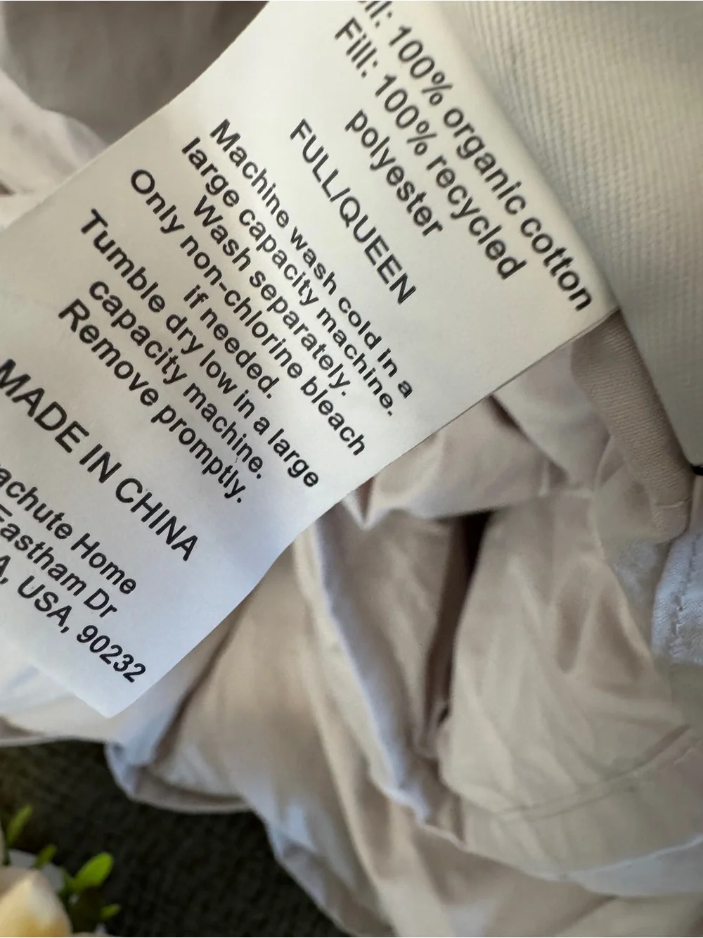PARACHUTE Organic Cotton Puff Comforter $339 LIKE NEW BONE Full / Queen